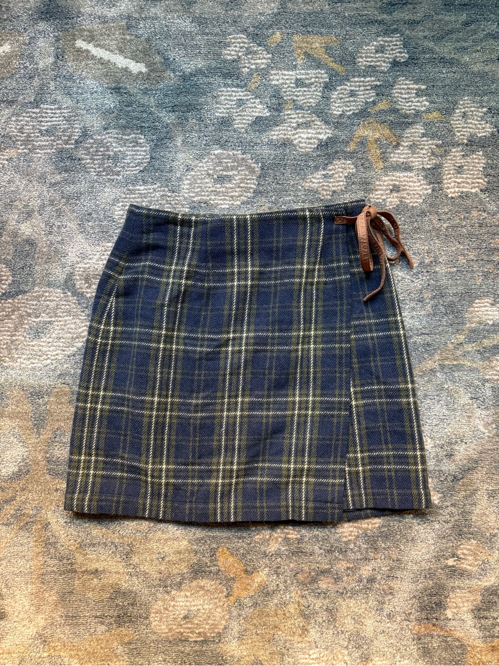 Gap Wool Blend Plaid Wrap Mini Skirt with Side Tie